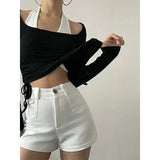 Y2k Grunge Crop Tops Casual Skinny Two Pieces Tops Long Sleeve T-shirt Women Streetwear Tshirt Patchwork Tee