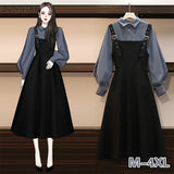 Sets Women Plus Size 4XL Chic Fashion Elegant Office Lady Outfits 2 Piece Korean Fall Basic Simple Female Shirts