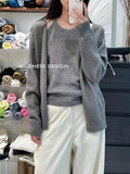 Zingj Lazy Wind Knitted Cardigan Halter Vest Two Sets Of Women Wear Korean Version Of Casual Loose-Fitting
