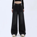 Vintage Dark Wash Patchwork Wide Leg JeansOutfit