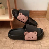 Slippers Leisure Fashion Cartoon Bear Design for Ladies Daily Wearing Beach Garden Light EVA Thicken Sole Flat