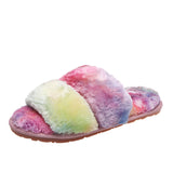 Size Wool Slippers Female Fashion Wear Elastic With Parallel Bars Open Toe Flat Bottom Warm Cotton Shoes Indoor Cotton