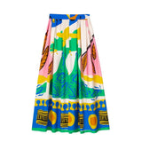 Printed Pleated Midi Skirt Woman High Waist Summer Skirt Sets Stylish Long Skirts For Women Fashion 2023 Beach