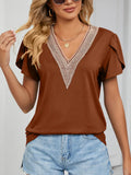 Elegant Hollow Out Blouse Fashion Summer Women Petal Short Sleeve Tops Women's Shirts 2023 Ladies Blouse Clothes