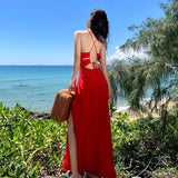 Zingj Photo Hot Girl Red Strapless Dress Sanya Thailand Seaside Beach Vacation Beach Skirt Skirt Female