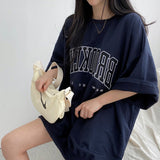 Embroidery Letter Oversized Half Sleeve TeeOutfit