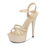 Zingj Knot Show Artifact Model High Heels Heel Sexy Black Waterproof Platform 15Cm Hate Heaven