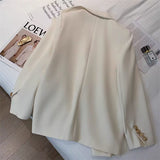 Zingj Suit Jacket Female GJ Sense Spring Autumn 2024 New White Korean Version Fashion Long Small
