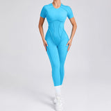 Zingj And Winter Stereo Back Tight Short-Sleeve Trousers One-Piece Sports Yoga Suit 88201-Outfit