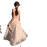 Zingj Temperament Sexy Dew Back Broken Flower Condole Belt Skirt Female 2023 Summer New Style Dozen Pull Collect Waist Thin Money Chiffon