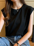 Summer New Sleeveless Vests 2022 Women Solid Color O-Neck Simple Tops All-match Daily Quality's