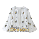 Spring Embroidered Cardigan Suit Jacket 4387182 Wide Leg Trousers