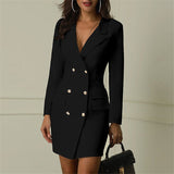 Elegant Blazer Dress Office Casual White Black Dresses Spring Autumn Slim Suit Outfits Outwear Clothing