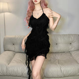 Zingj Spring / Summer 2023 Women's Pure Color Slim Fashion Hanging Neck Strap Sexy Backless Dress-Outfit
