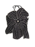 Zingj New Spring / Summer Sexy Pearl Inlaid Three-Dimensional Flower Splicing Design Sense Hang Neck To Wipe Chest Belt Jacket