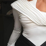 New Euro Women Sexy Single Shoulder Pleated Bow Slim Bodysuits Lady Chic Black White Asymmetric Playsuits Rompers