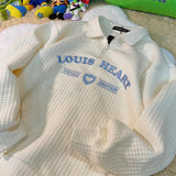 Waffle Texture Polo Sweatshirt-Outfit
