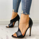 Zingj Size Sandals Female Summer New Fish Mouth Face Thin Heel Set Heel Female Sandals- Outfit