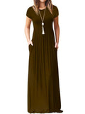Elegant Long Summer Dress Women Short Sleeve Maxi Dress Ladies Party Casual Dresses Female Robe Femme Green Red