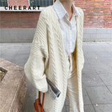 Cable Knit Sweater Long Cardigan Women Winter Oversized Chunky Sweater Wool Blends Duster Open Front