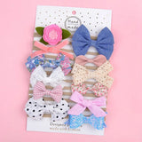 Set Floral Bows Solid Baby Headbands Dot Bowknot Elastic Cotton Hair Bands For Girls Nylon Princess Turban Hair