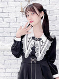 Aesthetic Blouse Women Japanese Kawaii Lace Patchwork Gothic Shirt Harajuku Cute Ladies Top 2024 Lolita Blusas Femme
