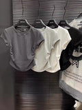 Zingj Girl Pure Want To Accept Waist T-Shirt Short Sleeve Female 2024 Summer New Solid Color Bottom Cover Slim Short Jacket