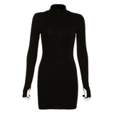 Autumn And Winter Fashion Women's New Long-Sleeved Zipper Round-Neck Bag Hip Repair