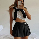 Up Goth Y2K Woman Skirts Pink Stripe Plaid Lace Trim Pleated School Skirt Punk Dark Academia Aesthetic E Girl