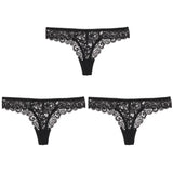 3PCS/Set Sexy Panties Women Low-waist Briefs Female Lace Embroidery Underwear Transparent G String Underpant