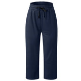 Waist Casual Sports Three-quarter Length Wide
