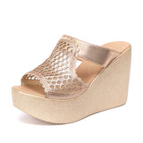 High Heel Slippers For Women In Summer 2023 Fashion Wear Muffin Thick Soles Waterproof Table Large Fish Mouth Women's