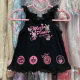Aesthetic Rabbit Embroidery Lolita Japanese Kawaii Tank Tops Women Cartoon Bunny Vest Harajuku Gothic Punk Lace Camis
