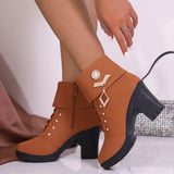 Size 2025 Autumn And Winter New High-Sc Coarse And Short Boots Women Zipper Short Boots Waterproof Table Thick Bottom Water