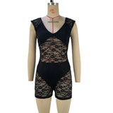 Zingj Women's Spring / Summer 2024 New Suit Fashion Sexy Tight Perspective Embroidery Short Jumpsuit