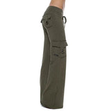 Elastic Waist Button Pocket Yoga