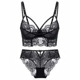 Top Classic Bandage Bra Set Lingerie Push Up Brassiere Lace Underwear Set Sexy Embroidery Panties For Women