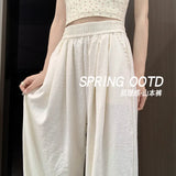 Milkfy Broad Leg Trousers Women's Summer Thin 2025 New High-Waisted Vinegar Ice Straight