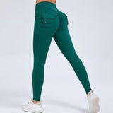 Zingj Butt Overalls Tight Pocket Yoga Pants Female High Waist Elastic Lift Hip Button Speed Dry Running Fitness Pants Women-Outfit
