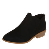 Large-Size Short-Skinned Leather Boots Women's Sharp Tips And Zippered Velvet And Ankle Boots Women's Martin