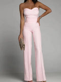 Zingj Off Shoulder Club Tube Top Playsuits Overalls Summer Women Solid Jumpsuit Fashion Elegant Lady Wide Leg Romper Bodysuit New 211-0-Outfit