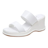 Zingj New Korean Version Of Transparent With Waterproof Table Square Head Slippers Women's Slope With Crystal Pvc Beach