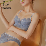 French Lace Embroidery Underwear Set Ultra-thin Bralette Push Up Brassiere Sexy Lace Lingerie Letter Bras and Panty