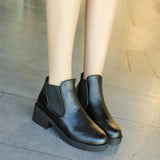 Zingj Autumn Winter New Round Head Ankle Boots With Flat And Bare Boots Thick Martin Women's Boots- Outfit