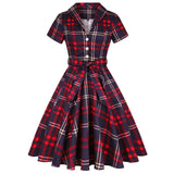 Sunflower A Line Vintage Women's Summer Sundresses 2021 Cotton Turn Down Collar Short Sleeve 1950s Floral Dress With