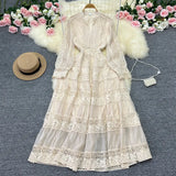 Zingj New French Fashion Gentle And Dignified Retro Palace Yanfeng Long Sleeve Stitching Lace Lace Dress Long