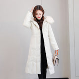 Winter 2021 New Cotton-Padded Clothes In The Long Over The Knee Lady Big Wool Collar Slim Slim Big Size Thick Down Cotton Clothes-Outfit