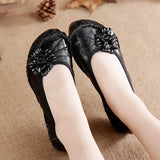 Zingj Spring Popular Style Soft-Soled Women's Shoes National Style Leather Women's Singles Shoes Middle-Aged Mother Shoes Soft-Soled Pregnant Women's