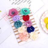Set Floral Bows Solid Baby Headbands Dot Bowknot Elastic Cotton Hair Bands For Girls Nylon Princess Turban Hair