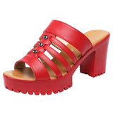 Slippers For Women To Wear 2023 Summer Fashionable Thick-Soled Waterproof Table High-Heel Open-Toe Hollowed-Out Large Size